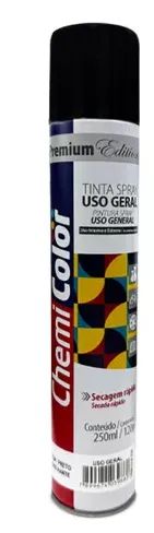 Tinta Spray Preto Fosco 250ml Uso Geral Chemicolor