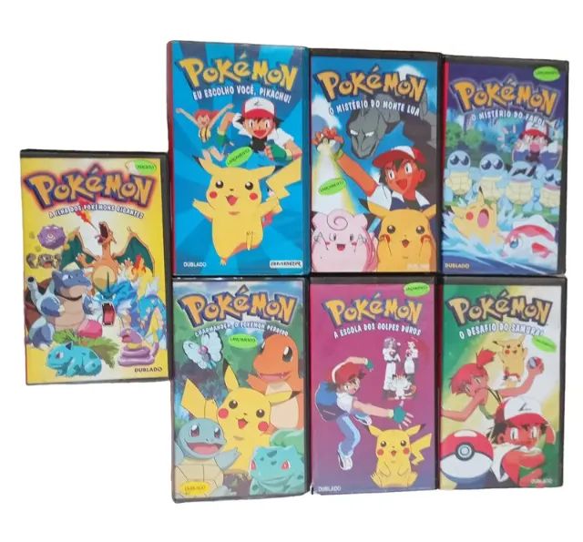 Lote 7 fitas VHS Pokémon originais dos primeiros episódios 1999