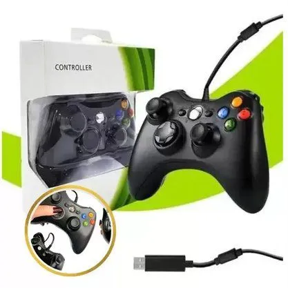 Controle com fio para Xbox 360 e PC - Novo