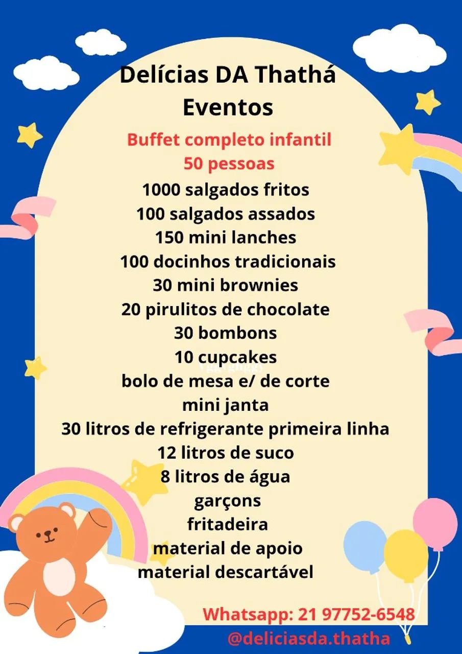 BUFFET INFANTIL COMPLETO R$ 1500.00 - 50 pessoas 