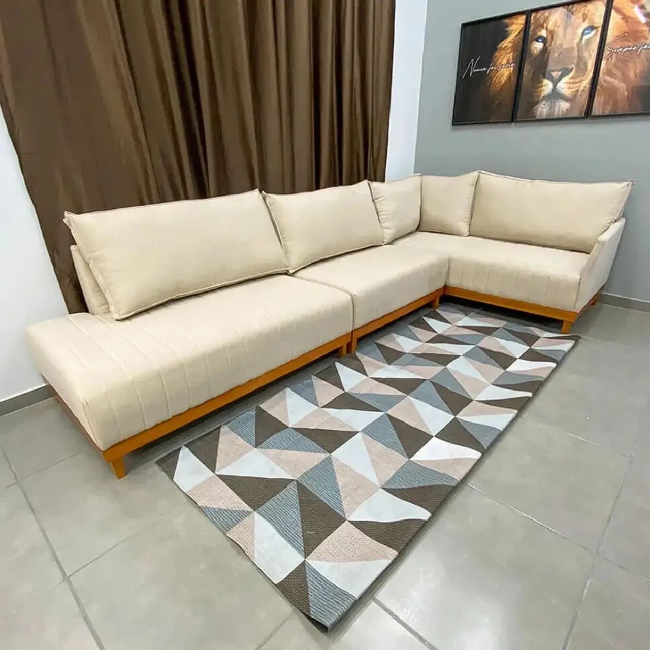 Sofá de Canto Eros em Suede 7 Lugares Com Chaise- Entrega Rápida