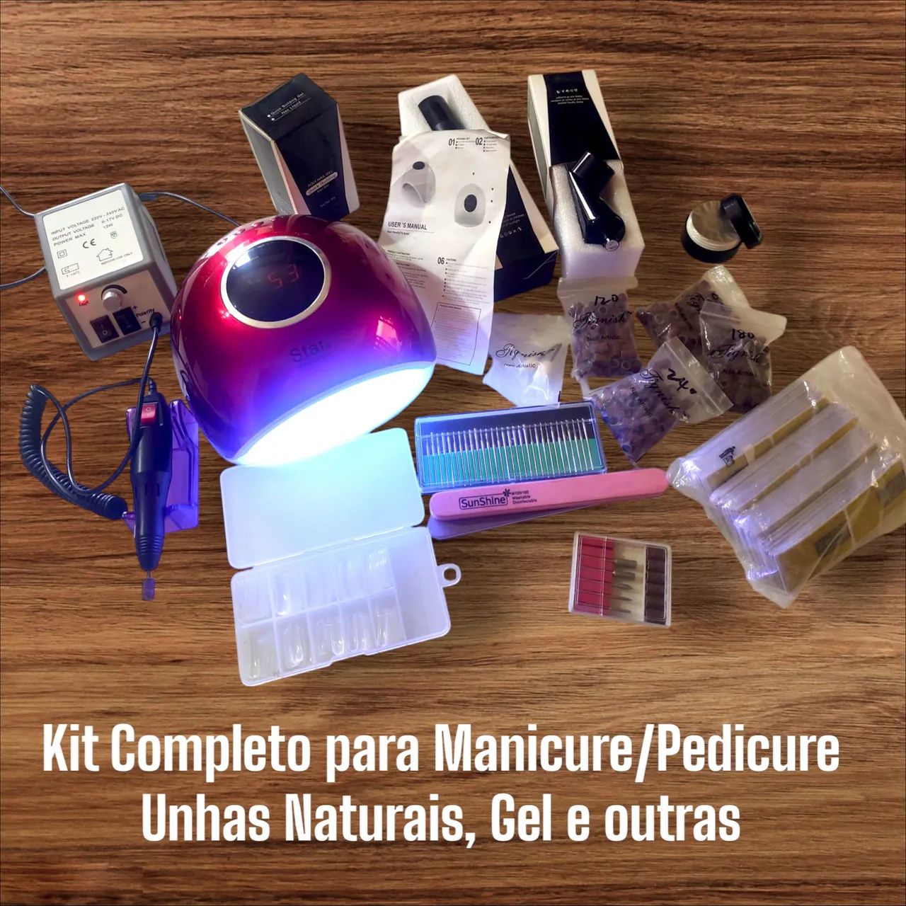 Kit Completo + Brindes de Produtos para Manicure/Pedicure - Unhas Naturais, Gel, Porcelana