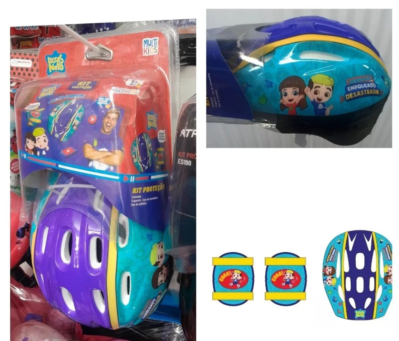 OFERTA KIT DE PROTEÇÃO INFANTIL CAPACETE JOELHEIRAS COTOVELEIRAS E LUVAS 
