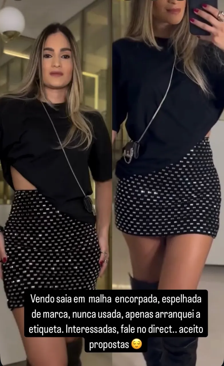 Saia preta espelhada