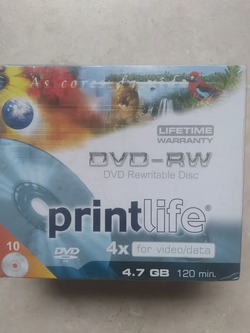 Discos DVD-RW Printlife 4.7GB 4x - 10 peças