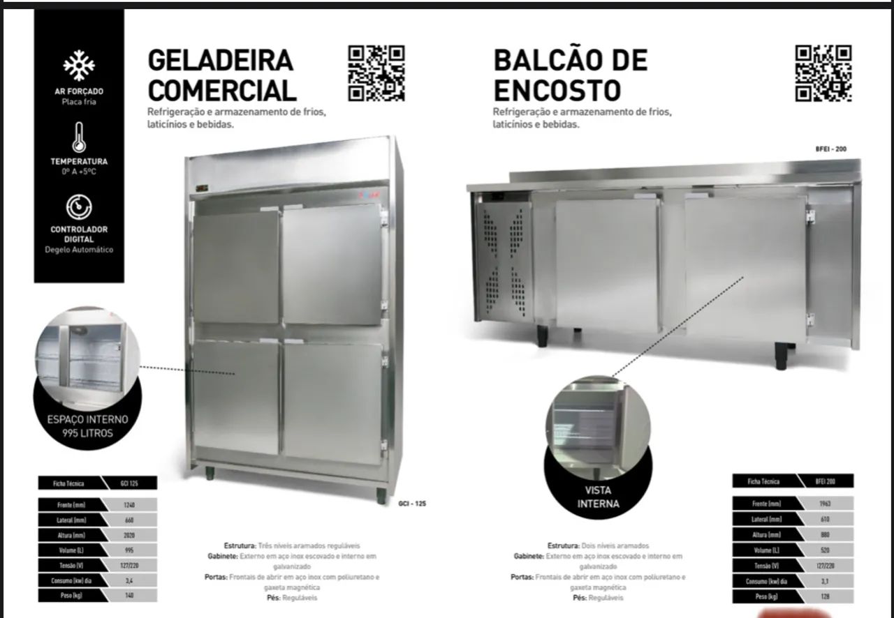 Balcão refrigerado de encosto em inox - tamanho 1,50 m - pizzarias. 1 PORTA - Foto 2