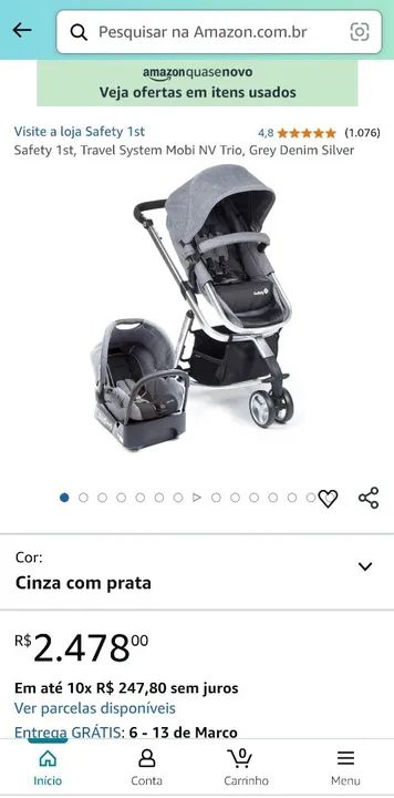 Carrinho Moisés e bebê conforto-Safety 1st / Novíssimos (Oportunidade)<br> - Foto 6