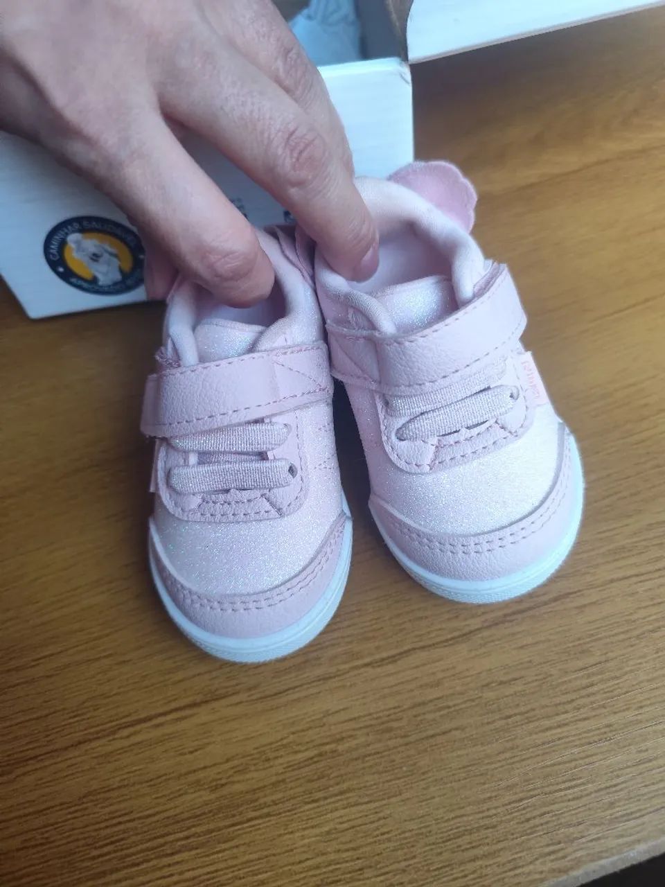 Tênis infantil bebê Klin moon laço traseiro rosa tamanho 16 NOVO NA CAIXA - Foto 4