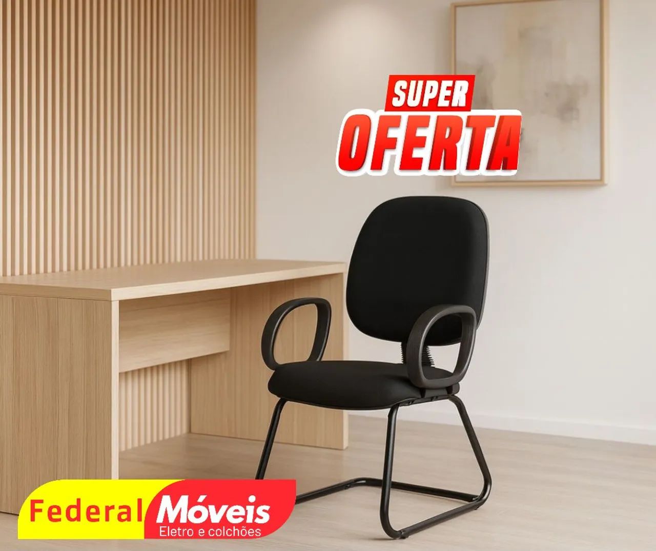 Cadeira Base Trapézio Fixa Diretor para Escritório - Estilo e praticidade em um só produto