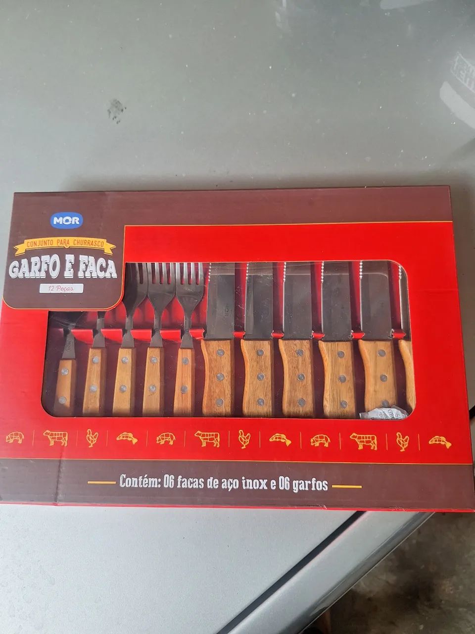Conjunto Garfo e faca churrasco 12 peças Mor