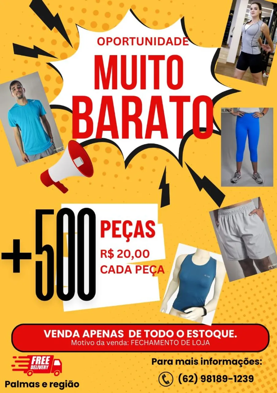 Liquidação de Roupas! +500 peças por R$20,00 cada peça.