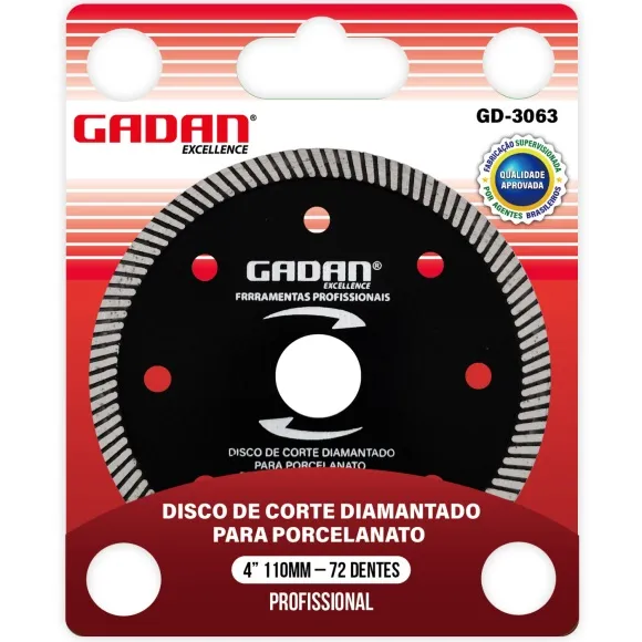 Disco de Corte Diamantado para Porcelanato Gadan 4" 110mm
