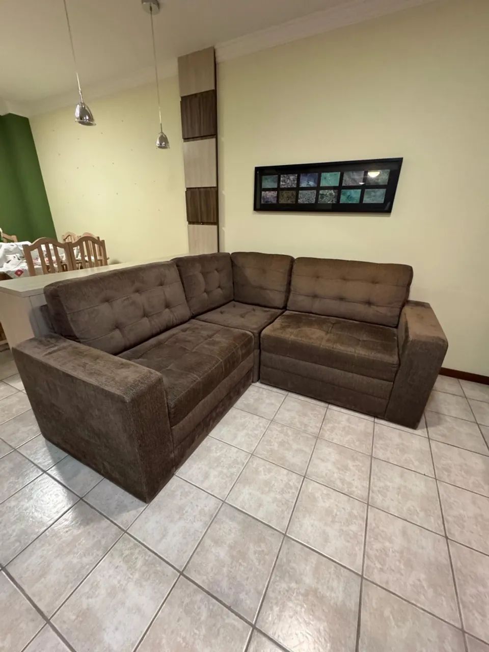 Sofá de Canto em Suede Marrom 2,00 x 2,05.  - Foto 3
