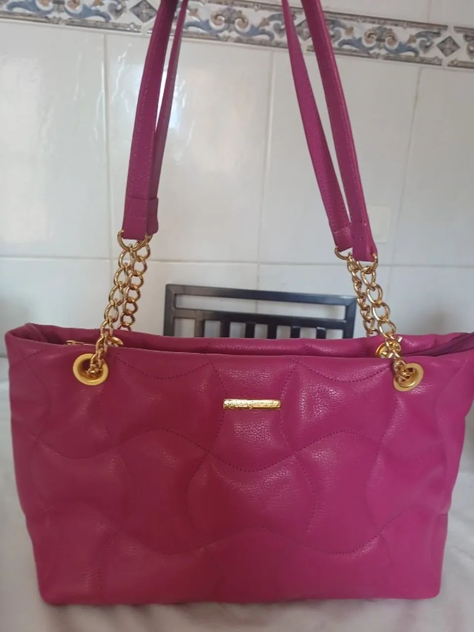 Bolsa em couro legítimo Rafaela Guimaraes Pink - Foto 5