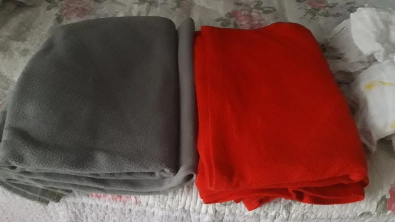 2 Cobertores Solteiro- Cinza e Vermelho