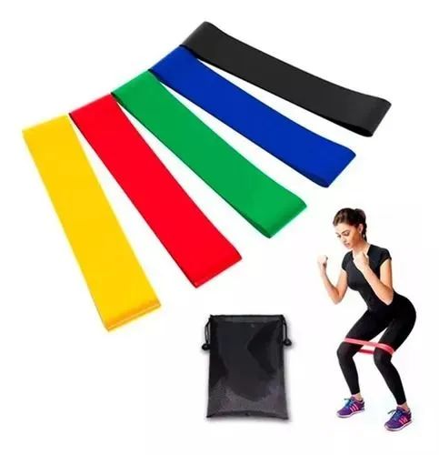 Kit faixa elástica para exercícios com 5 unidades 