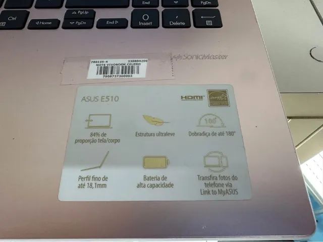 Notebook Asus 15 polegadas 90 dias de uso E510K 128GB SSD com 4GB de memória ram EJ562W - Foto 2