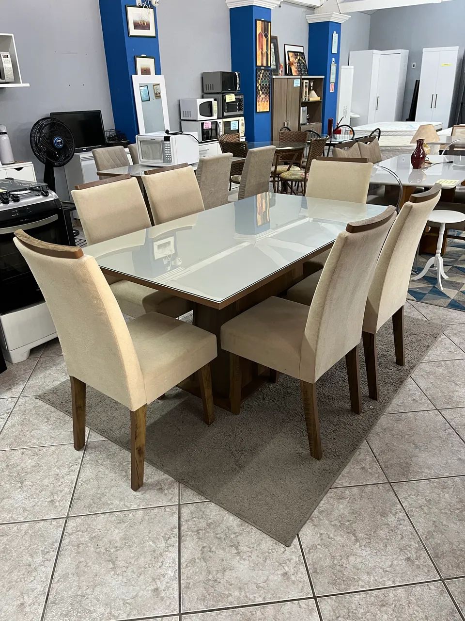 Mesa com tampo de vidro 6 cadeiras - Foto 2