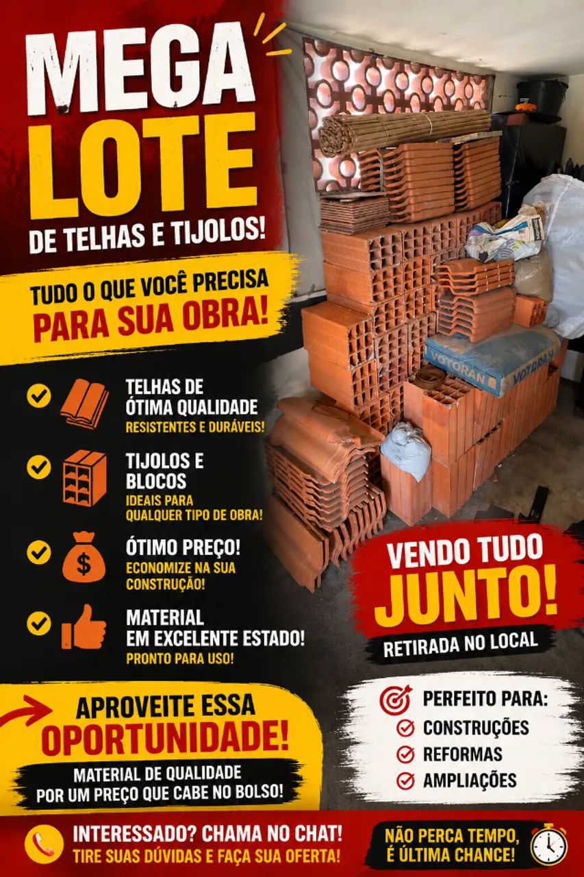 TIJOLOS E TELHAS PARA SUA OBRA!