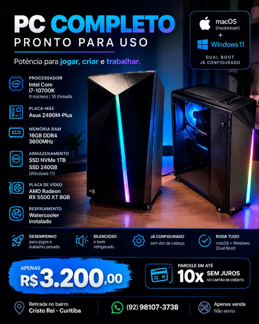 Pc completo Hackintosh + Windows 11 gamer
