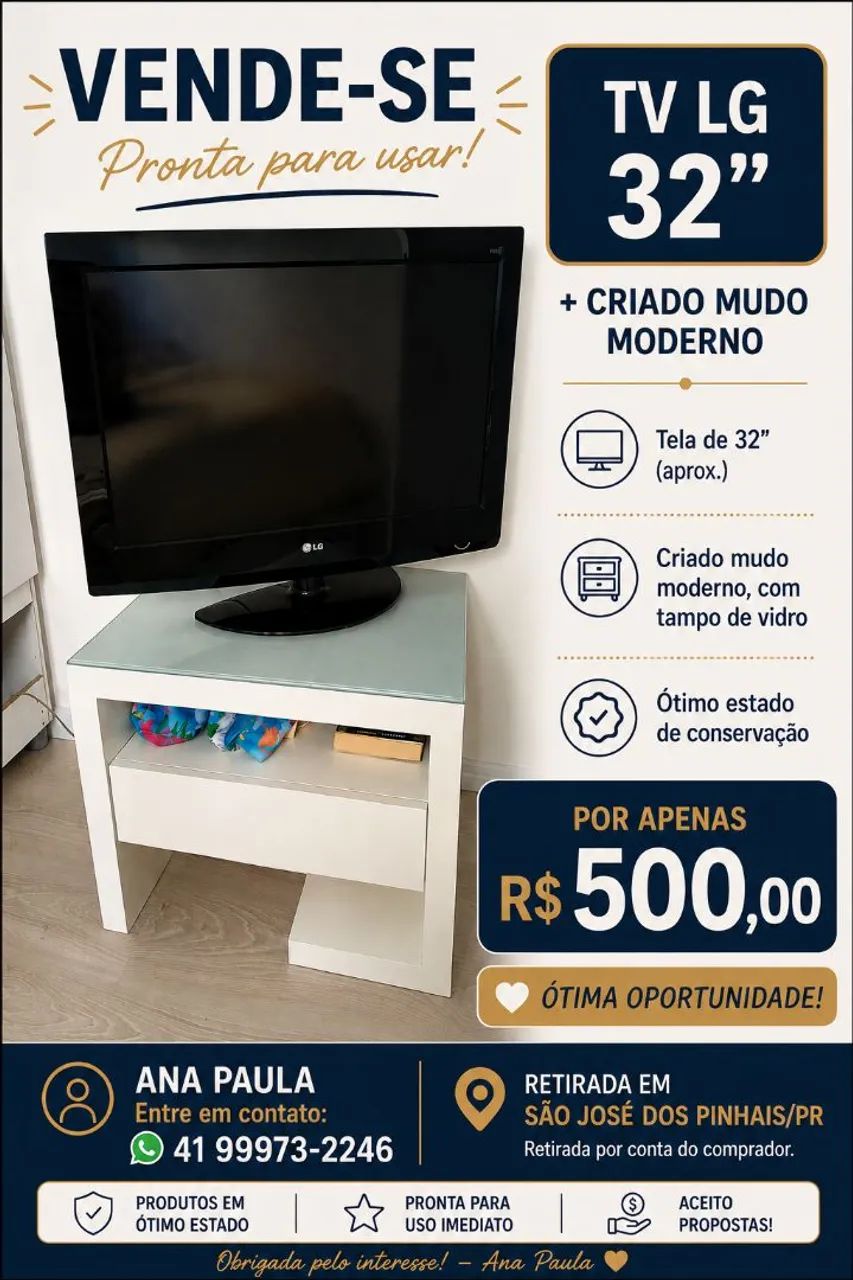 Criado Mudo e Tv Lg