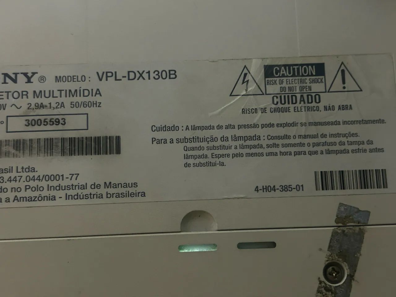 Projetor Multimidia SONY VPL-DX130B com defeito - Foto 4