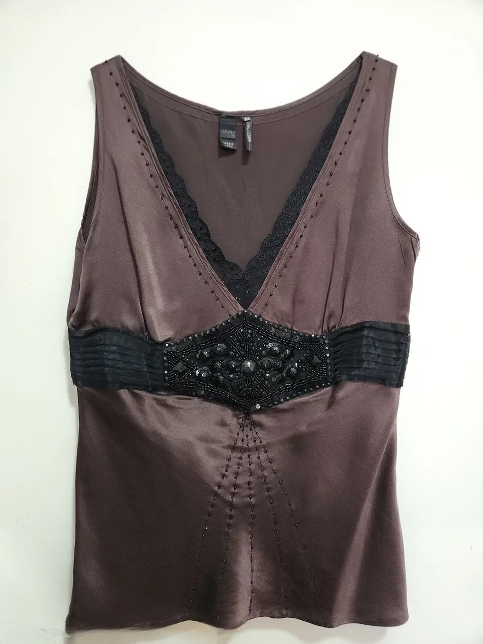 blusa mango seda pura chocolate - Foto 3