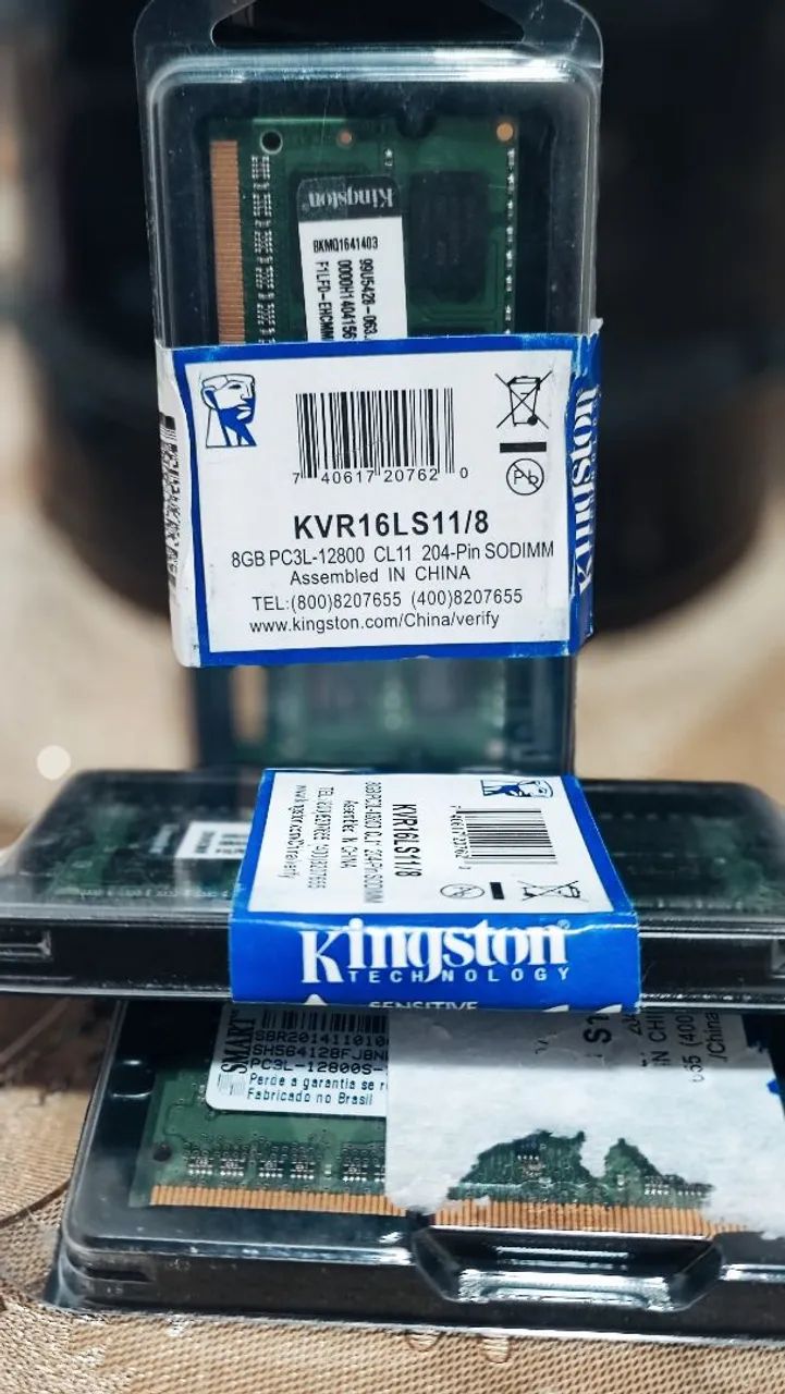 Duas Memória RAM 8gb DDR3 Kingston 