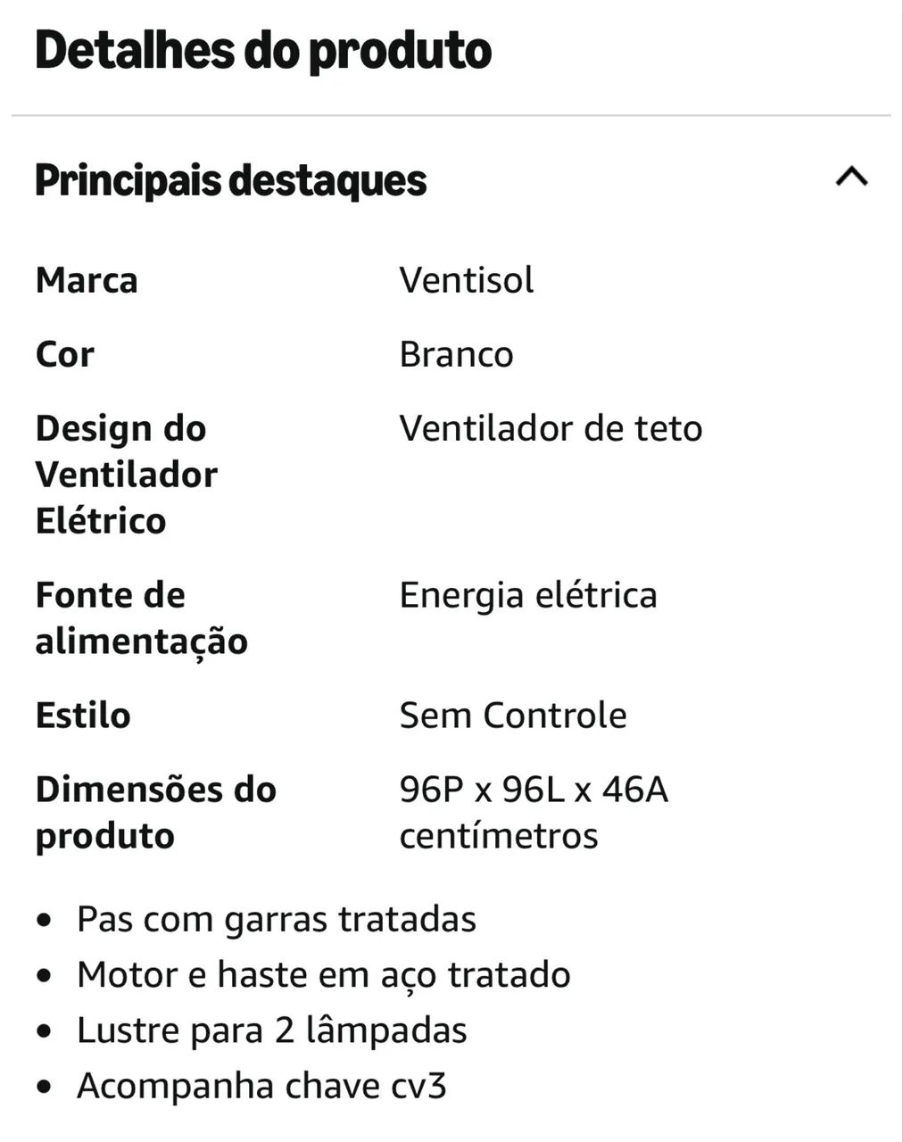 Ventisol Ventilador de Teto, Fênix 370, Branco, 220V - Foto 5