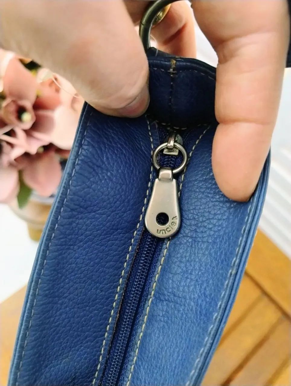 Bolsa de couro azul Unkle k - Foto 2