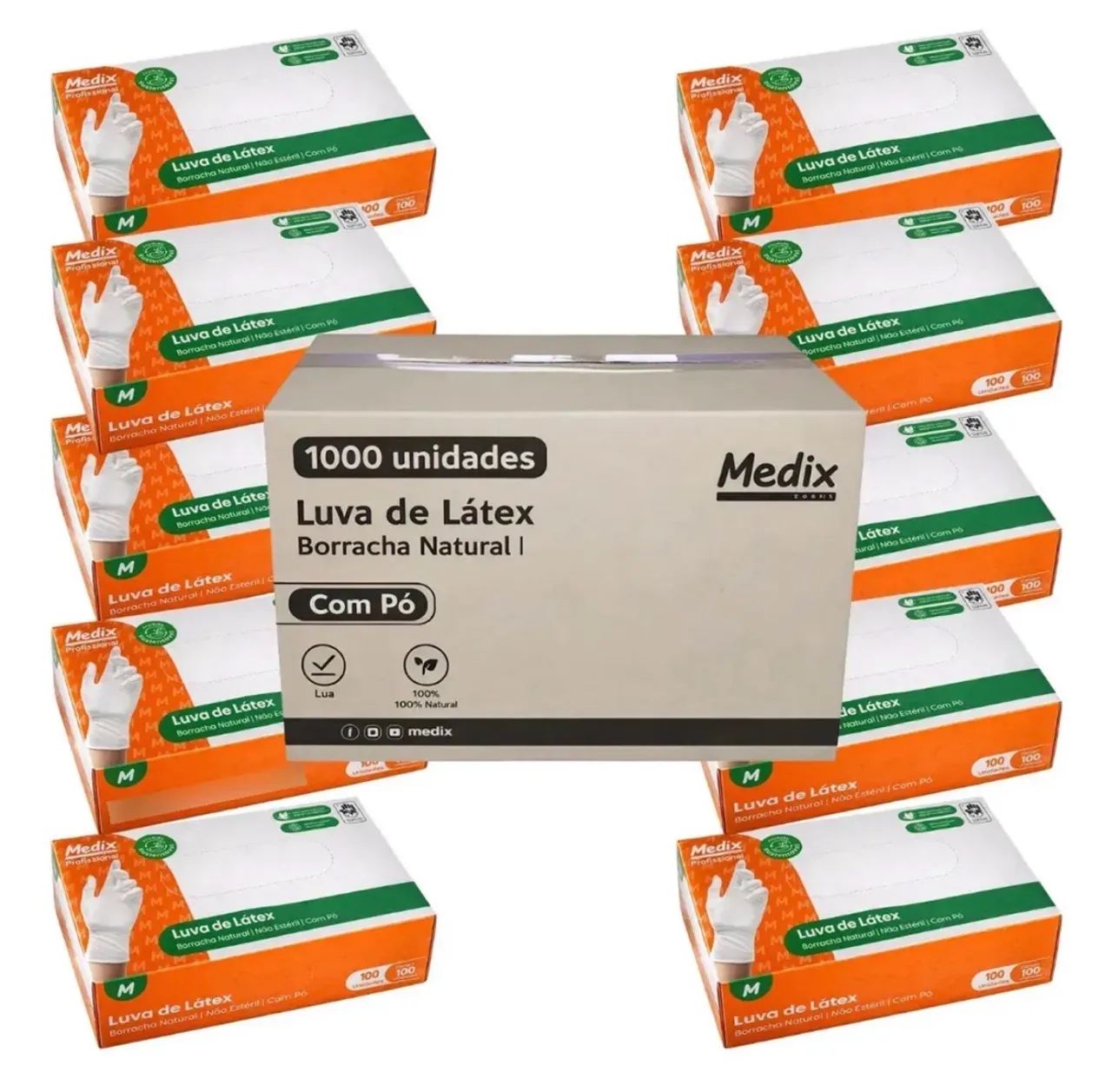 Caixa de luva de látex Medix