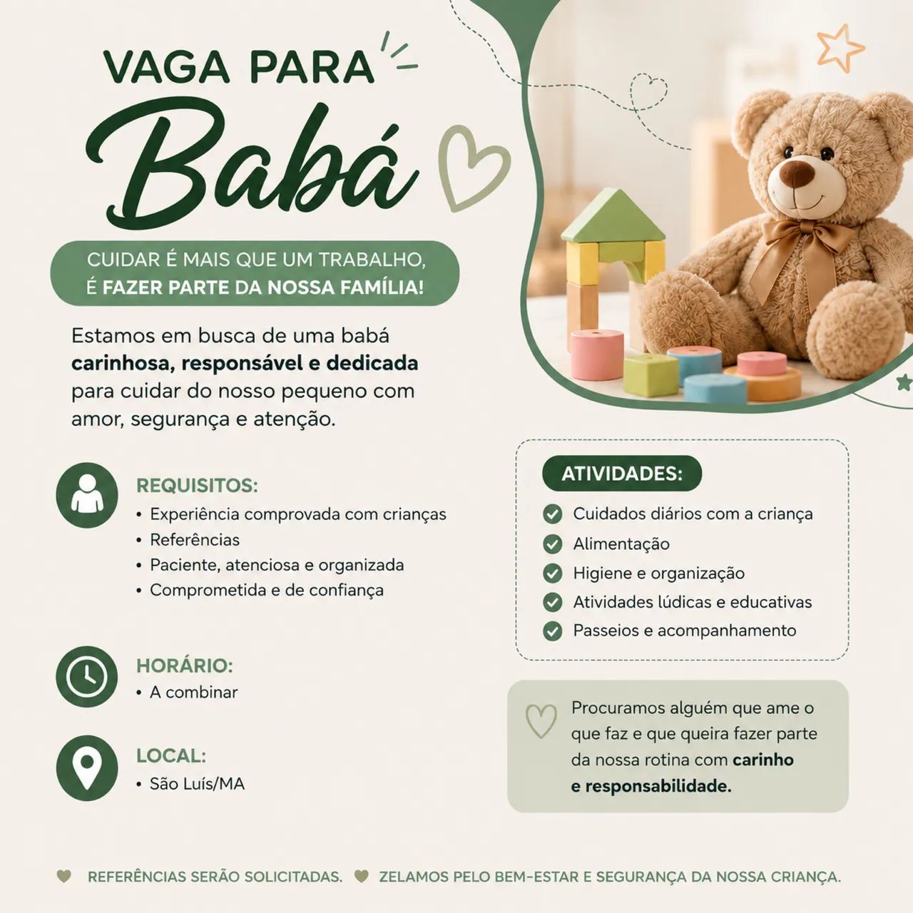 Vaga para babá 