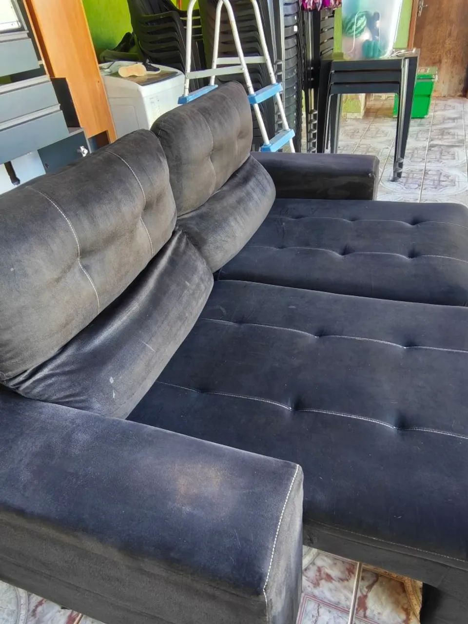 Sofá preto suede conservado , higienizado - Foto 5