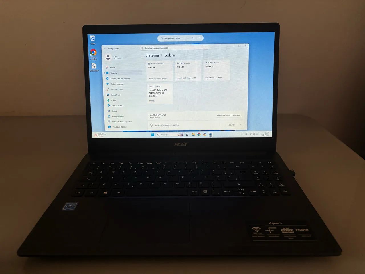 Notebook Acer Aspire - Intel Celeron, 4GB - Foto 2