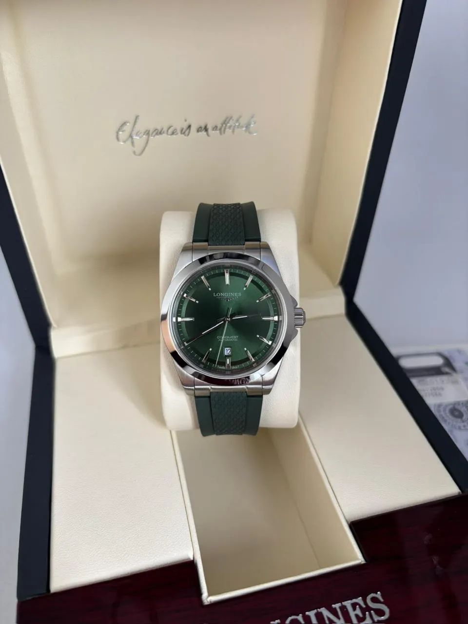 Relógio Masculino Longines Conquest Verde - Borracha - 41mm - Automático