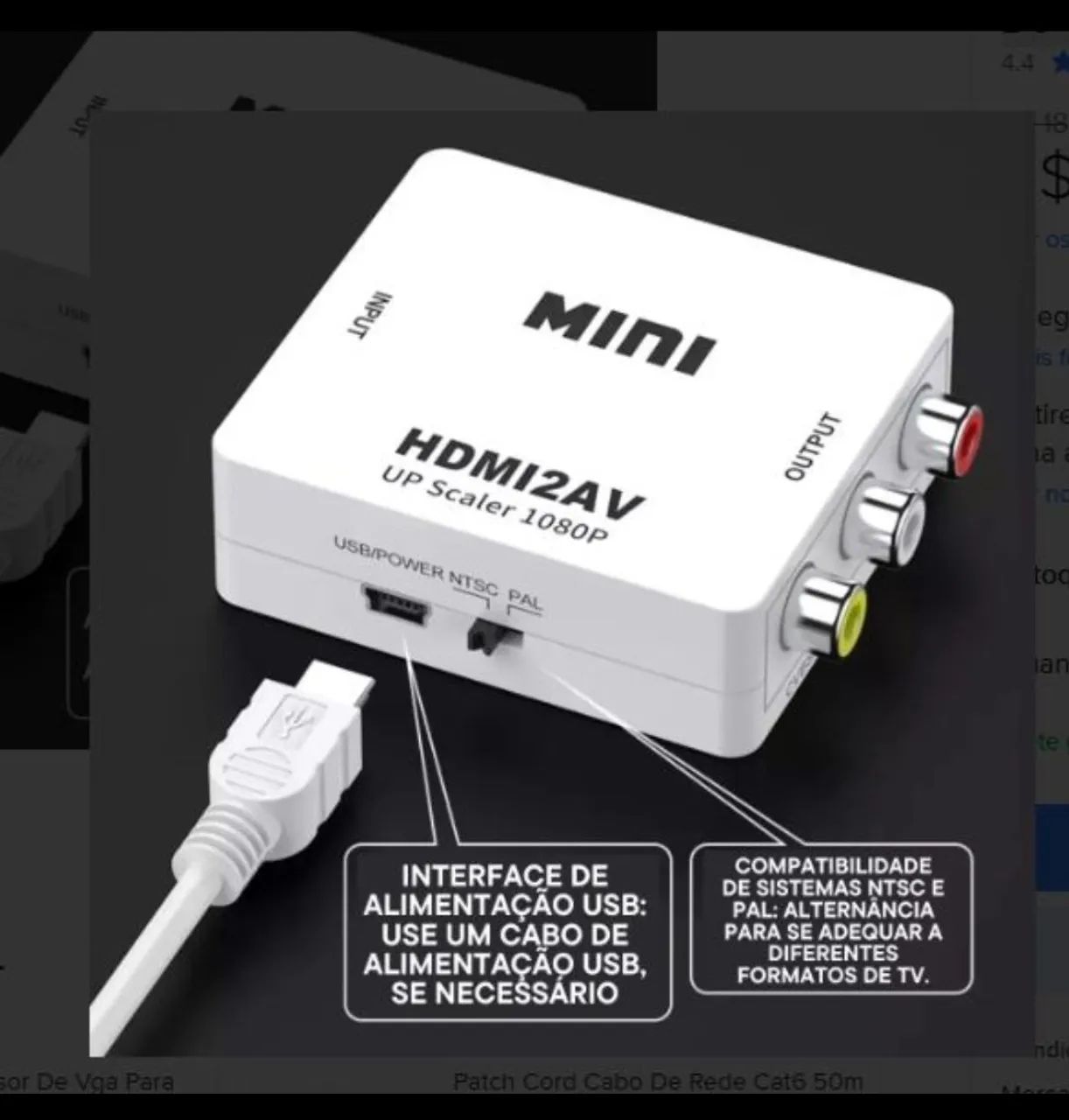 Mini Adaptador Conversor De Video Hdmi Para 3rca - Foto 5