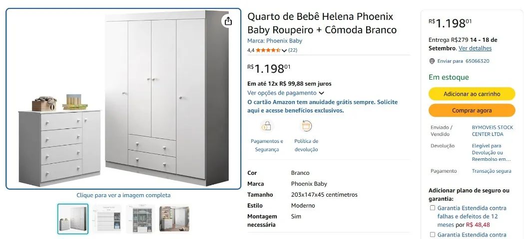 Guarda roupa e comoda - Quarto infantil - NOVO  - Foto 5