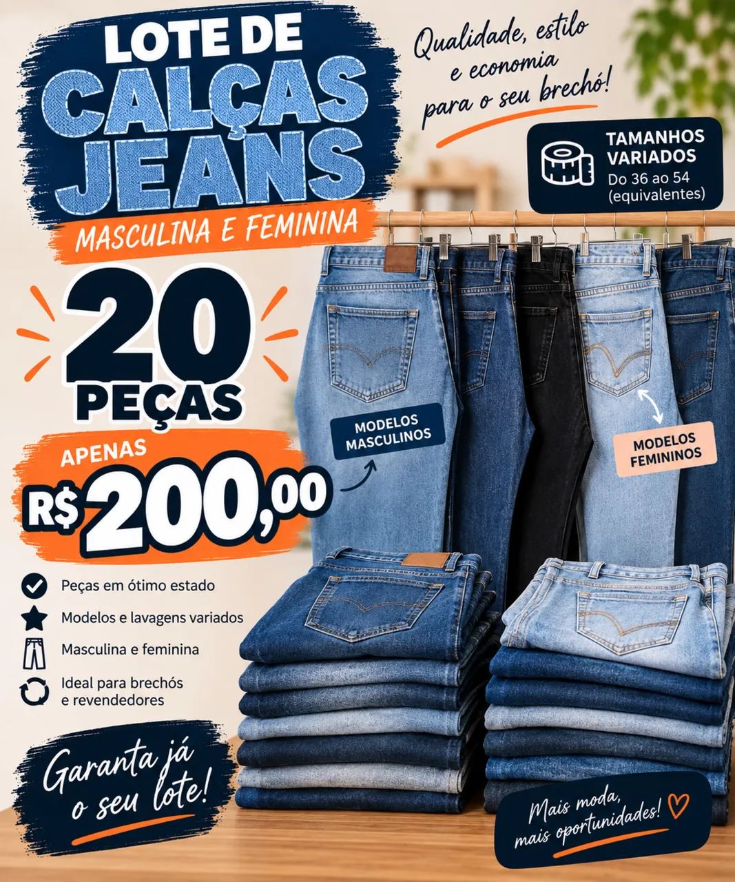 Lote de calças jeans variadas