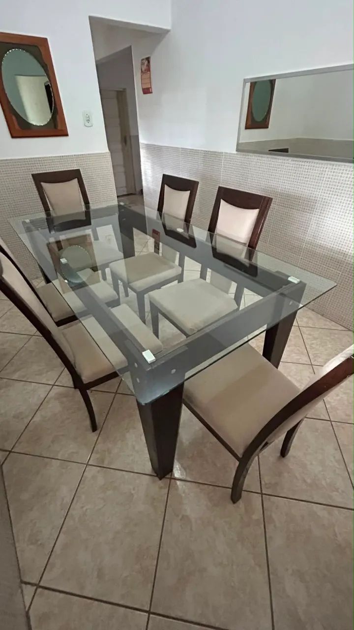 Mesa de jantar com tampo de vidro  - Foto 2