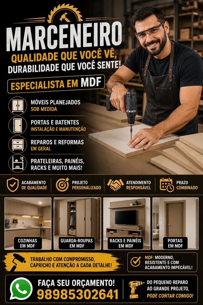 Marceneiro profissional e montador de móveis 