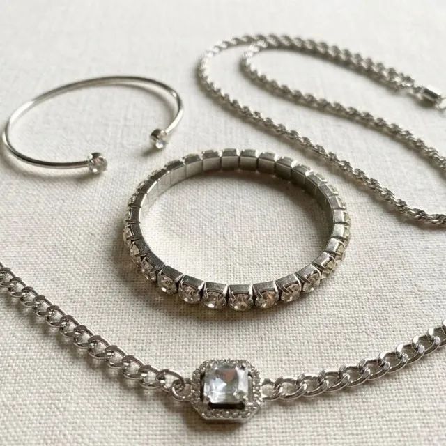 lote 4 pulseiras prateadas