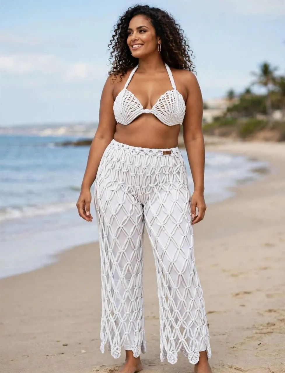 Calça Macramê sobreposição 