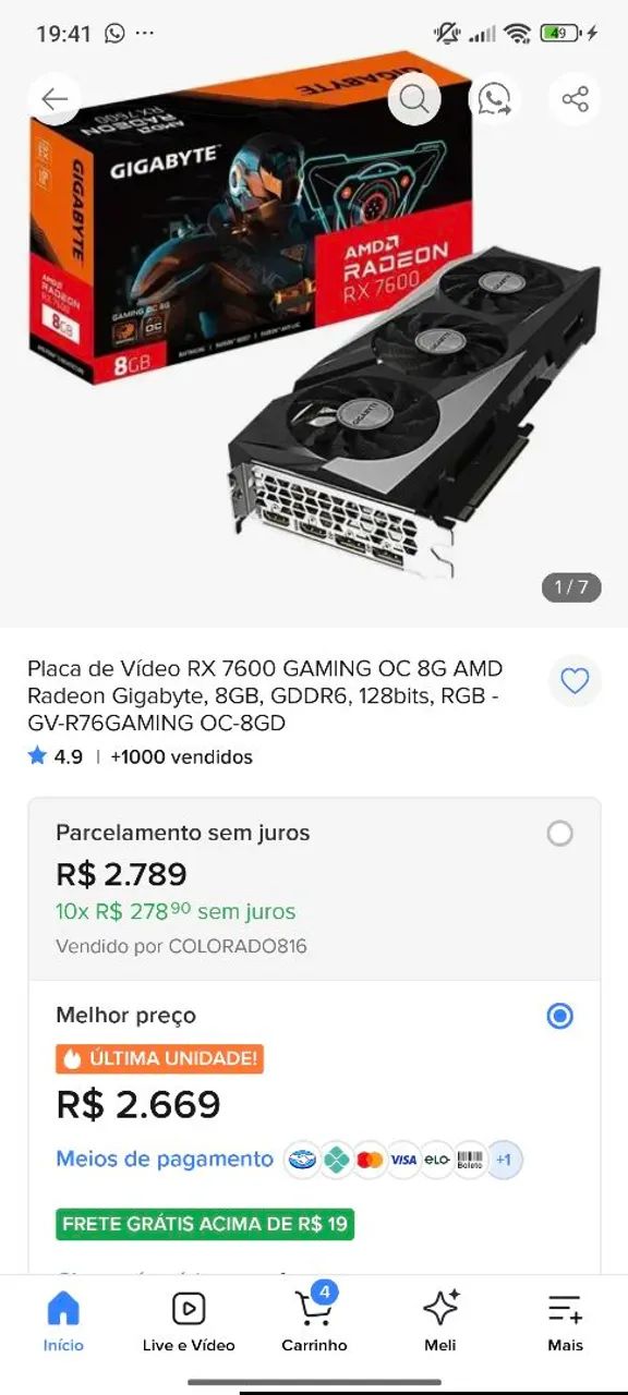 Vendo placa de vídeo RX 7600  - Foto 3
