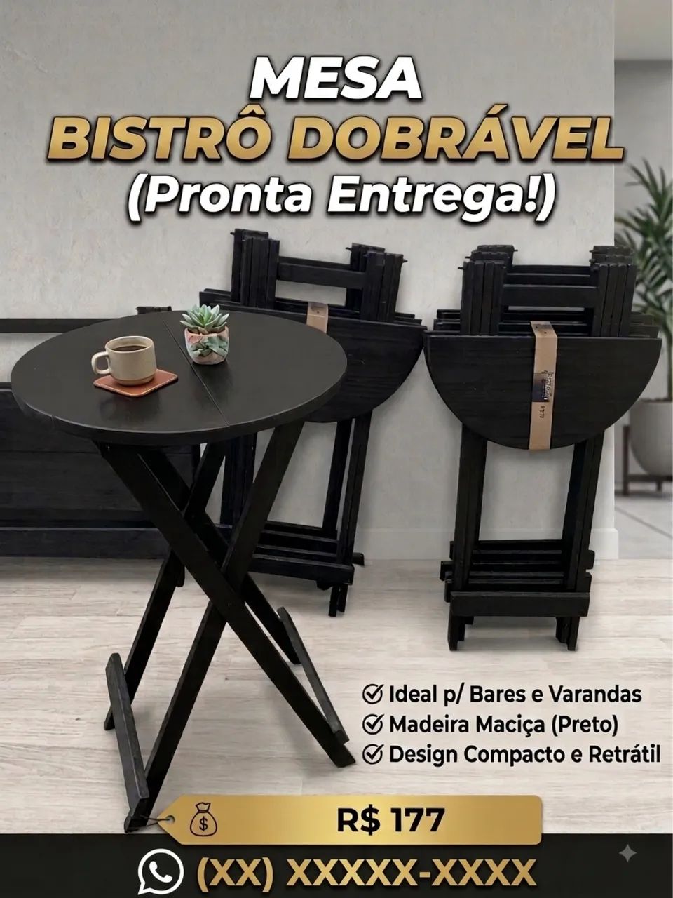 Mesa Bistrô dobrável - Para bares e Restaurantes  - Foto 3
