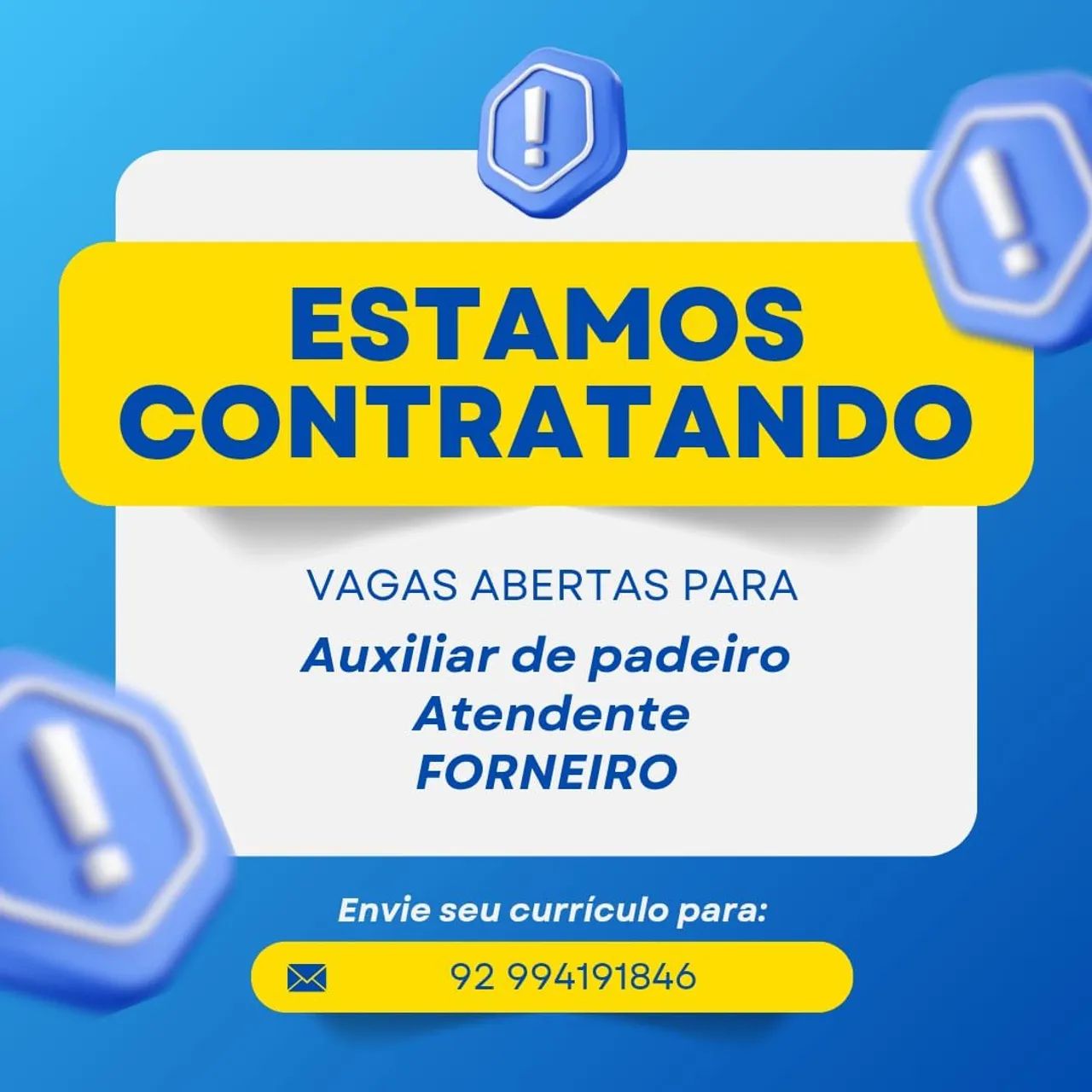 Vaga para padaria 