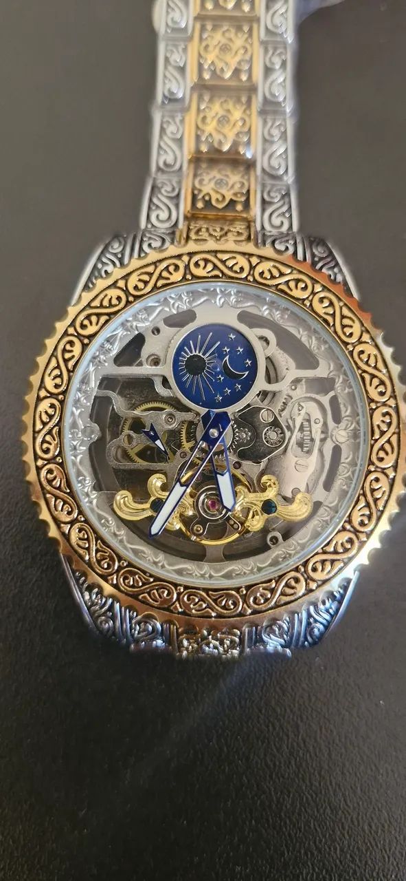 Relogio automático top, dourado - Foto 2
