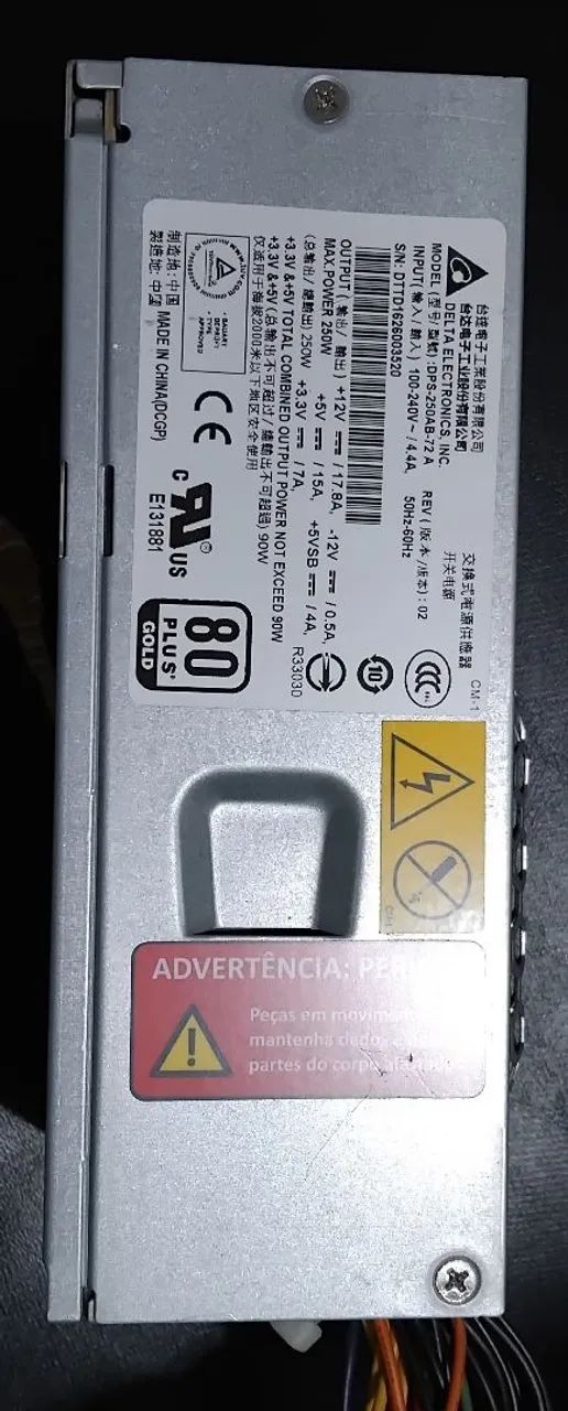 Fonte modular 80 plus gold delta eletrônics 250w - Foto 5