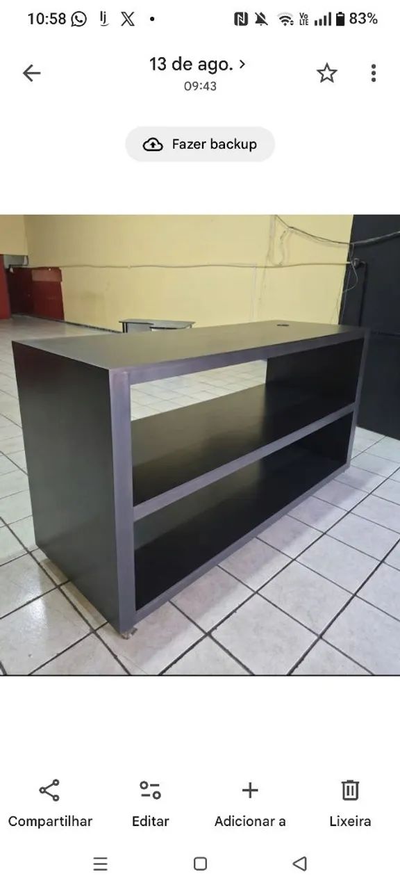 Balcão Expositor / Mostruário Comercial 2m com Rodínhas S/ Vidro