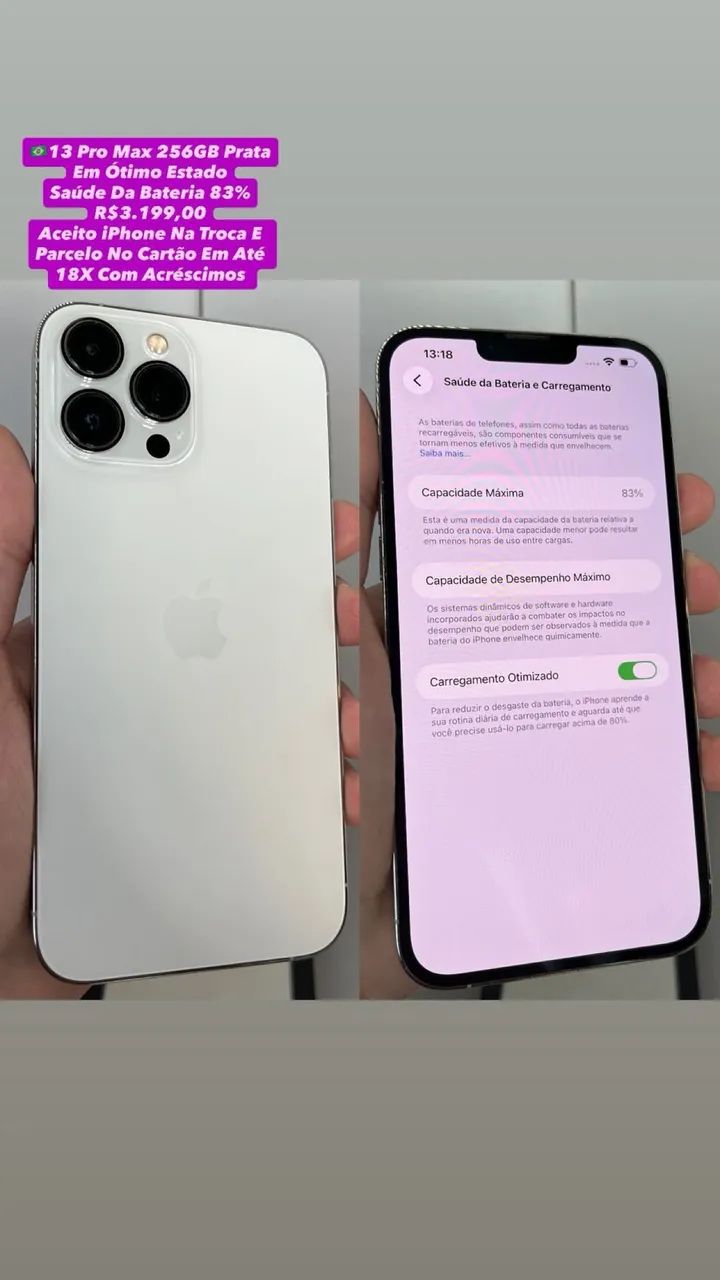 iPhone 13 Pro Max 256GB Prata ( Usado ) - Celulares e Smartphones
