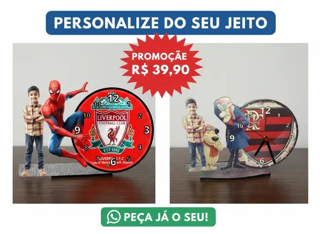 Relógio de mesa Personalizado mdf Premium 29 cm impressão direto no mdf - Foto 6